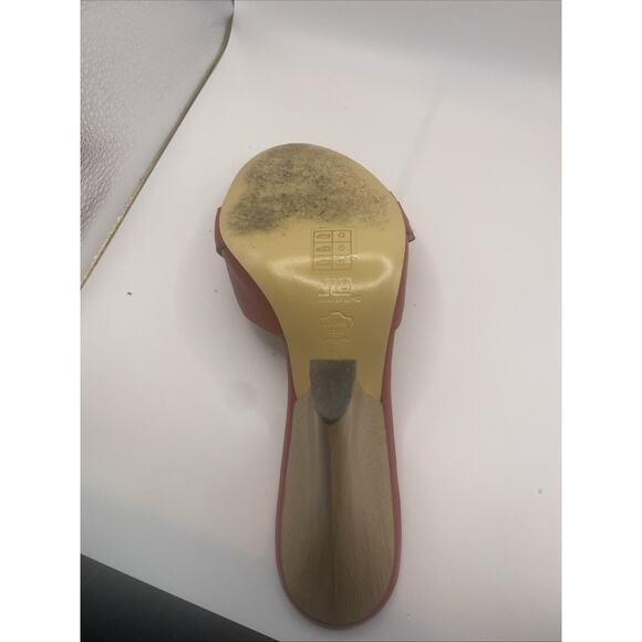 Jennifer Lopez JLO Red Leather Buckle Square Open Toe Slides - Size 8M - Picture 9 of 9